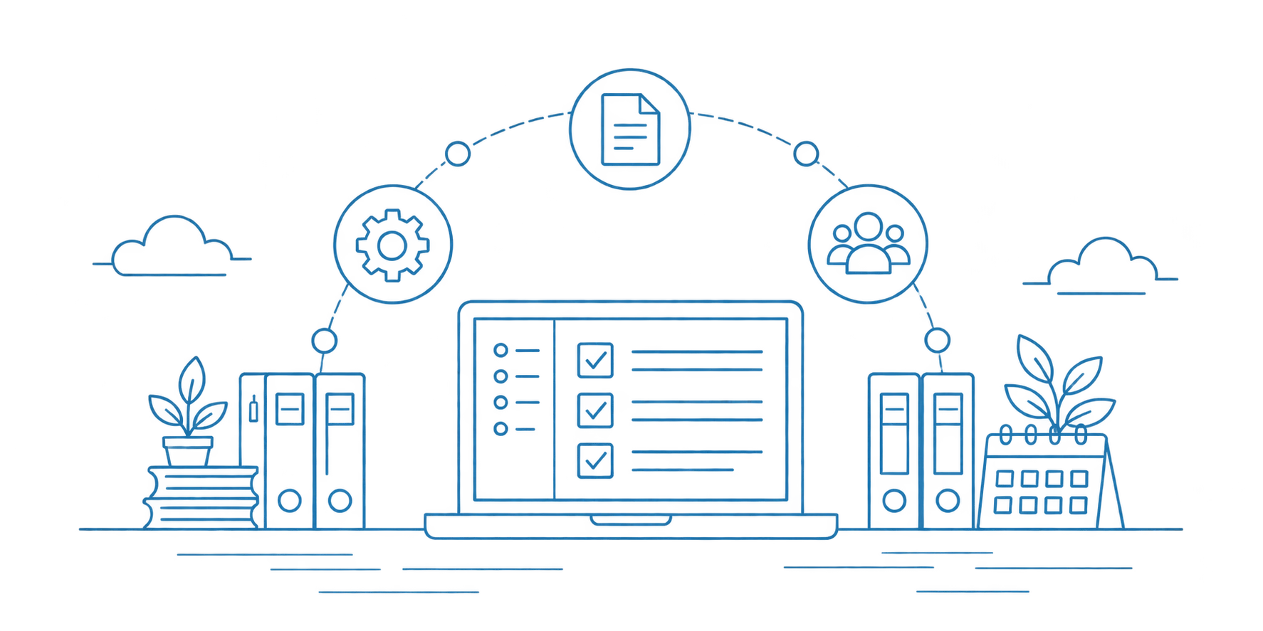 Illustration of FDS financial disclosure software managing filings, review checklists and team workflows